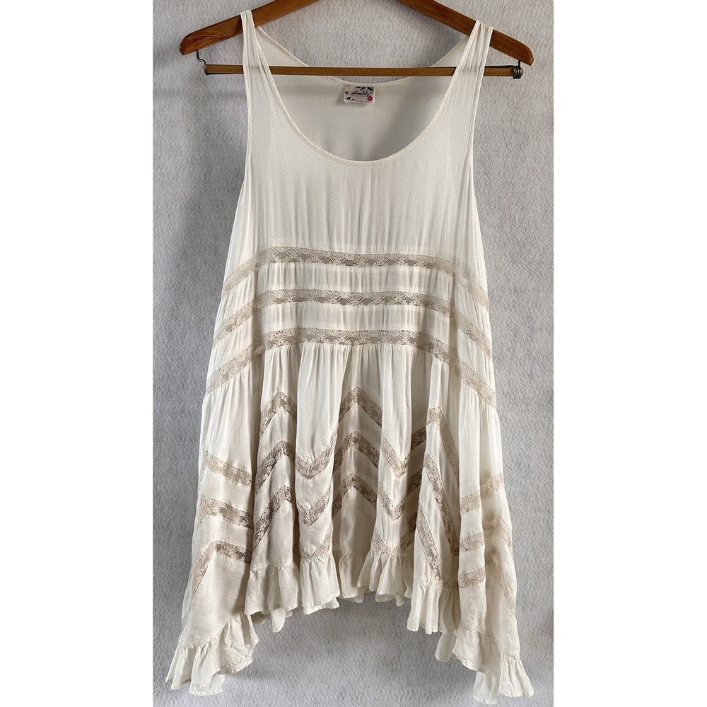Free People Slip Dress Nightgown Romantic Lace Boho Hippie XS Cottagecore
